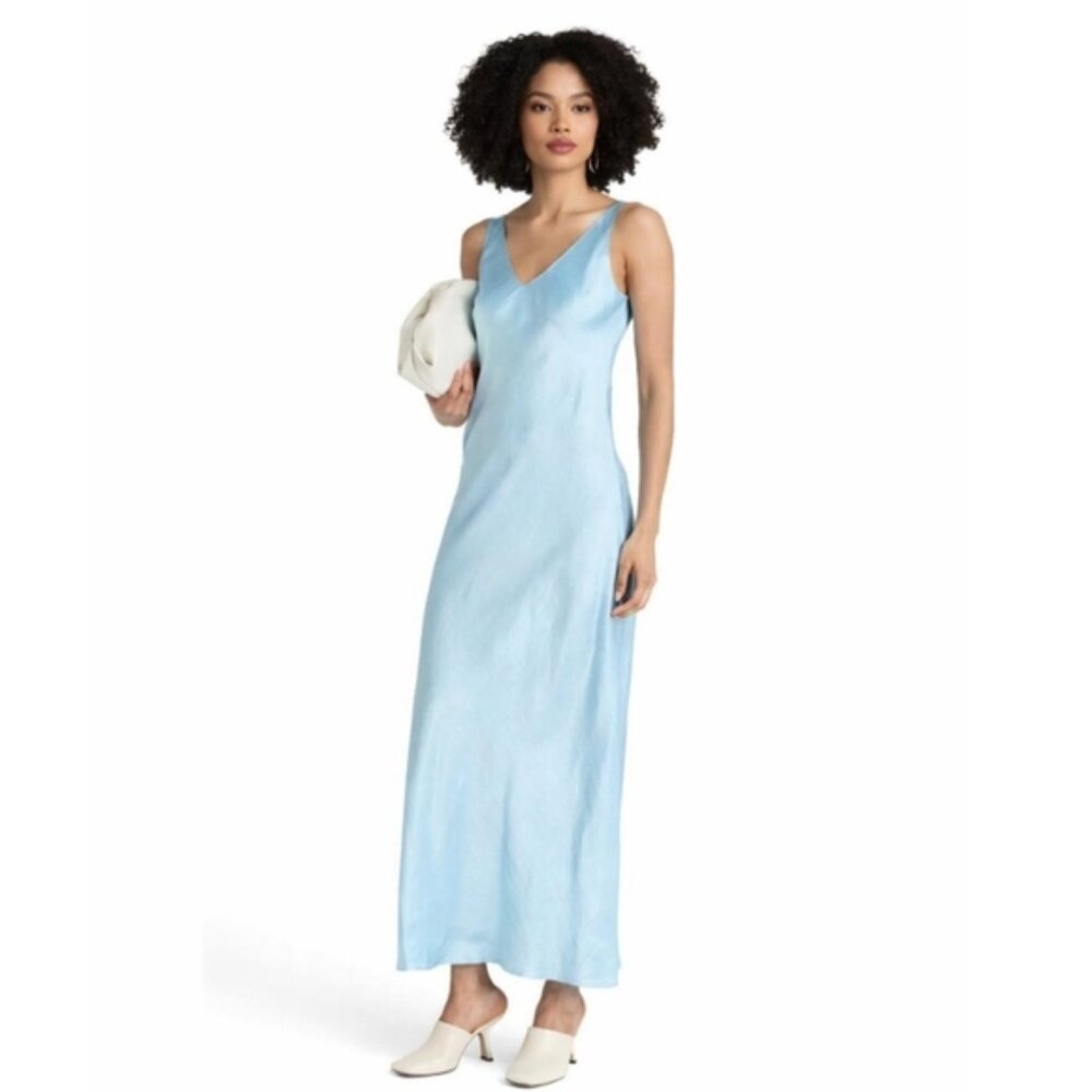 NWT Vince Crinkled Satin Bias Cut Satin Maxi Dress
